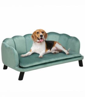 PawHut Dog Sofa, Pet Couch Bed for Medium, Large Dogs w/ Legs, Cushion - Green