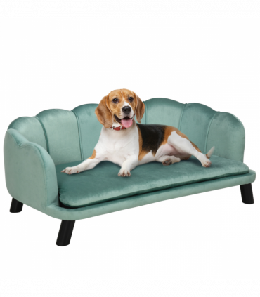 PawHut Dog Sofa, Pet Couch Bed for Medium, Large Dogs w/ Legs, Cushion - Green
