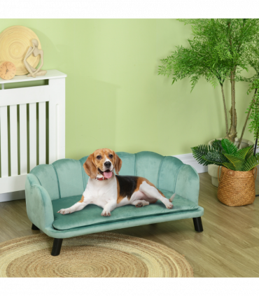PawHut Dog Sofa, Pet Couch Bed for Medium, Large Dogs w/ Legs, Cushion - Green