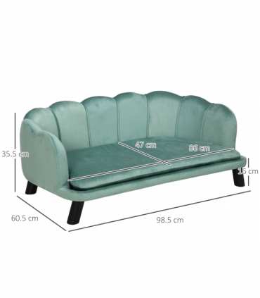 PawHut Dog Sofa, Pet Couch Bed for Medium, Large Dogs w/ Legs, Cushion - Green