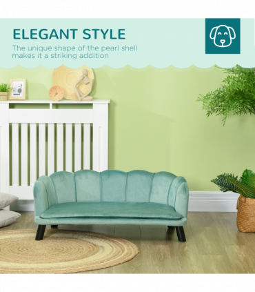 PawHut Dog Sofa, Pet Couch Bed for Medium, Large Dogs w/ Legs, Cushion - Green