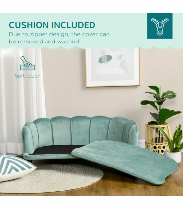 PawHut Dog Sofa, Pet Couch Bed for Medium, Large Dogs w/ Legs, Cushion - Green