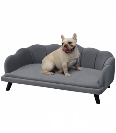 PawHut Dog Sofa, Pet Couch Bed for Medium, Large Dogs w/ Legs, Cushion - Grey