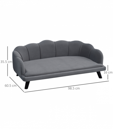 PawHut Dog Sofa, Pet Couch Bed for Medium, Large Dogs w/ Legs, Cushion - Grey