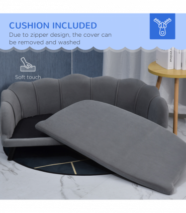 PawHut Dog Sofa, Pet Couch Bed for Medium, Large Dogs w/ Legs, Cushion - Grey