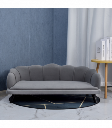 PawHut Dog Sofa, Pet Couch Bed for Medium, Large Dogs w/ Legs, Cushion - Grey