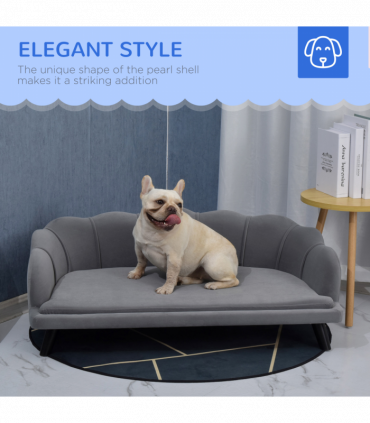 PawHut Dog Sofa, Pet Couch Bed for Medium, Large Dogs w/ Legs, Cushion - Grey