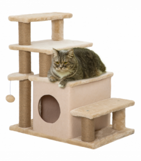 PawHut Dog Steps for Bed 4 Step Pet Stairs Cat House with Detachable Cover
