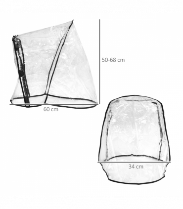 PawHut Dog Stroller Rain Cover w/ Rear Entry, Cover, for Dog Pram