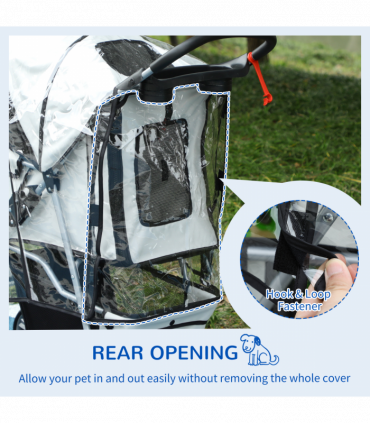 PawHut Dog Stroller Rain Cover w/ Rear Entry, Cover, for Dog Pram
