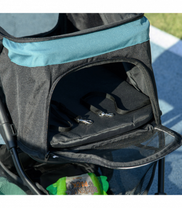 PawHut Dog Stroller for XS Dogs, S Dogs, Cats with Rain Cover - Dark Green