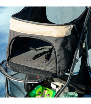 PawHut Dog Stroller for XS Dogs, S Dogs, Cats with Rain Cover - Khaki