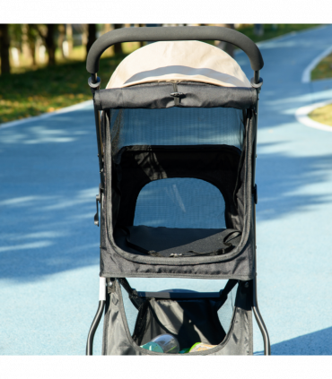 PawHut Dog Stroller for XS Dogs, S Dogs, Cats with Rain Cover - Khaki