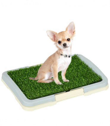 PawHut Dog Toilet Indoor w/ Artificial Grass, Grid Panel, Tray, 46.5 x 34cm
