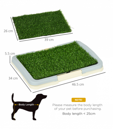 PawHut Dog Toilet Indoor w/ Artificial Grass, Grid Panel, Tray, 46.5 x 34cm