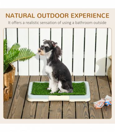 PawHut Dog Toilet Indoor w/ Artificial Grass, Grid Panel, Tray, 46.5 x 34cm