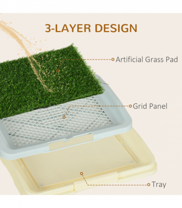 PawHut Dog Toilet Indoor w/ Artificial Grass, Grid Panel, Tray, 46.5 x 34cm
