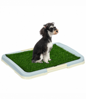 PawHut Dog Toilet Indoor w/ Artificial Grass, Grid Panel, Tray, 63 x 48.5cm