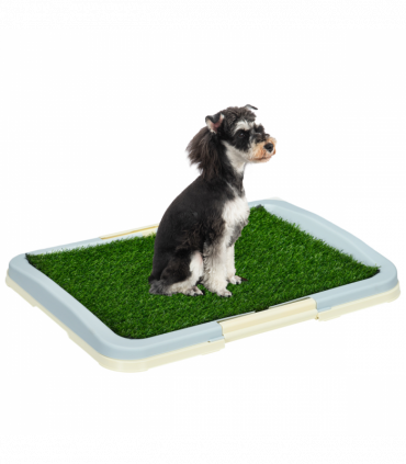 PawHut Dog Toilet Indoor w/ Artificial Grass, Grid Panel, Tray, 63 x 48.5cm