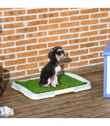 PawHut Dog Toilet Indoor w/ Artificial Grass, Grid Panel, Tray, 63 x 48.5cm