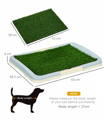 PawHut Dog Toilet Indoor w/ Artificial Grass, Grid Panel, Tray, 63 x 48.5cm