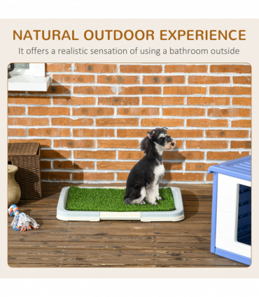 PawHut Dog Toilet Indoor w/ Artificial Grass, Grid Panel, Tray, 63 x 48.5cm