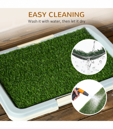 PawHut Dog Toilet Indoor w/ Artificial Grass, Grid Panel, Tray, 63 x 48.5cm