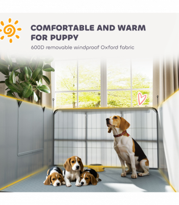 PawHut Dog Whelping Box w/ Washable Pee Pad, Windproof Cloth, Black