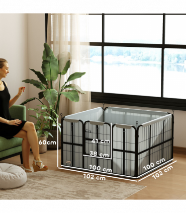 PawHut Dog Whelping Box w/ Washable Pee Pad, Windproof Cloth, Black