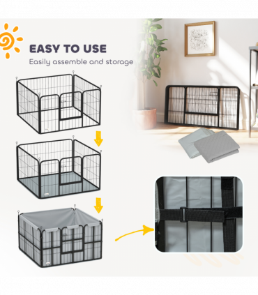 PawHut Dog Whelping Box w/ Washable Pee Pad, Windproof Cloth, Black