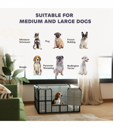 PawHut Dog Whelping Box w/ Washable Pee Pad, Windproof Cloth, Black