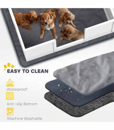 PawHut Dog Whelping Box with Whelping Pad, Adjustable Entrance, 100 x 96cm