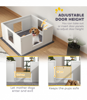 PawHut Dog Whelping Box with Whelping Pad, Adjustable Entrance, 100 x 96cm