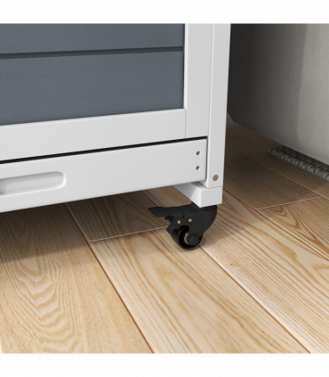 PawHut Double Deckers Indoor Rabbit Hutch w/ Feeding Trough, Slide-Out Trays