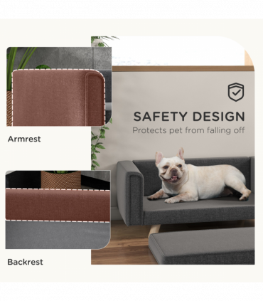 PawHut Elevated Dog Sofa Bed with Cushion for Medium and Small Dogs, Grey