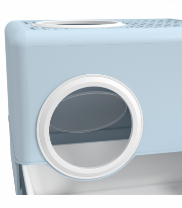 PawHut Enclosed Cat Litter Tray with Lid, Front Entry, Top Exit, Scoop - Blue