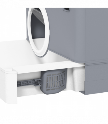 PawHut Enclosed Cat Litter Tray with Lid, Front Entry, Top Exit, Scoop - Grey