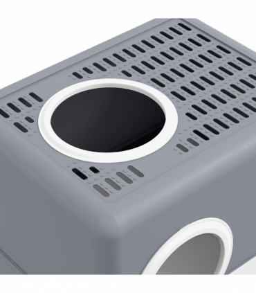 PawHut Enclosed Cat Litter Tray with Lid, Front Entry, Top Exit, Scoop - Grey