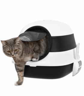 PawHut Foldable Cat Litter Tray Hooded Cat Litter Box w/ High Side, Black