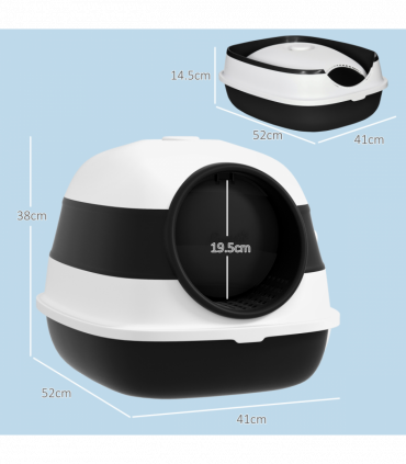 PawHut Foldable Cat Litter Tray Hooded Cat Litter Box w/ High Side, Black