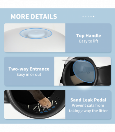 PawHut Foldable Cat Litter Tray Hooded Cat Litter Box w/ High Side, Black