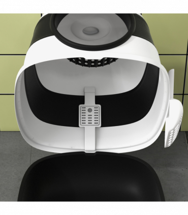 PawHut Foldable Cat Litter Tray Hooded Cat Litter Box w/ High Side, Black