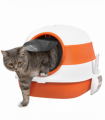 PawHut Foldable Cat Litter Tray Hooded Cat Litter Box w/ High Side, Orange