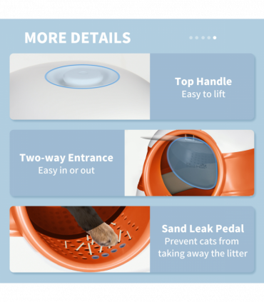 PawHut Foldable Cat Litter Tray Hooded Cat Litter Box w/ High Side, Orange