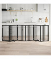 vidaXL Dog Gate with Door Foldable 6 Panels Black 300 cm Poplar Wood