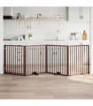 vidaXL Dog Gate with Door Foldable 4 Panels Brown 320 cm Poplar Wood
