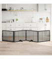 vidaXL Dog Gate with Door Foldable 4 Panels Black 320 cm Poplar Wood