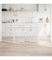 vidaXL Dog Gate with Door Foldable 4 Panels White 320 cm Poplar Wood