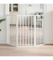 vidaXL Dog Gate Foldable 3 Panels White 150 cm Poplar Wood