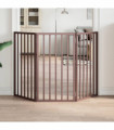 vidaXL Dog Gate Foldable 3 Panels Brown 150 cm Poplar Wood